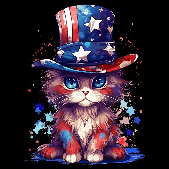 Cute Patriotic Red White And Blue Kitten Cat Performance Shirt