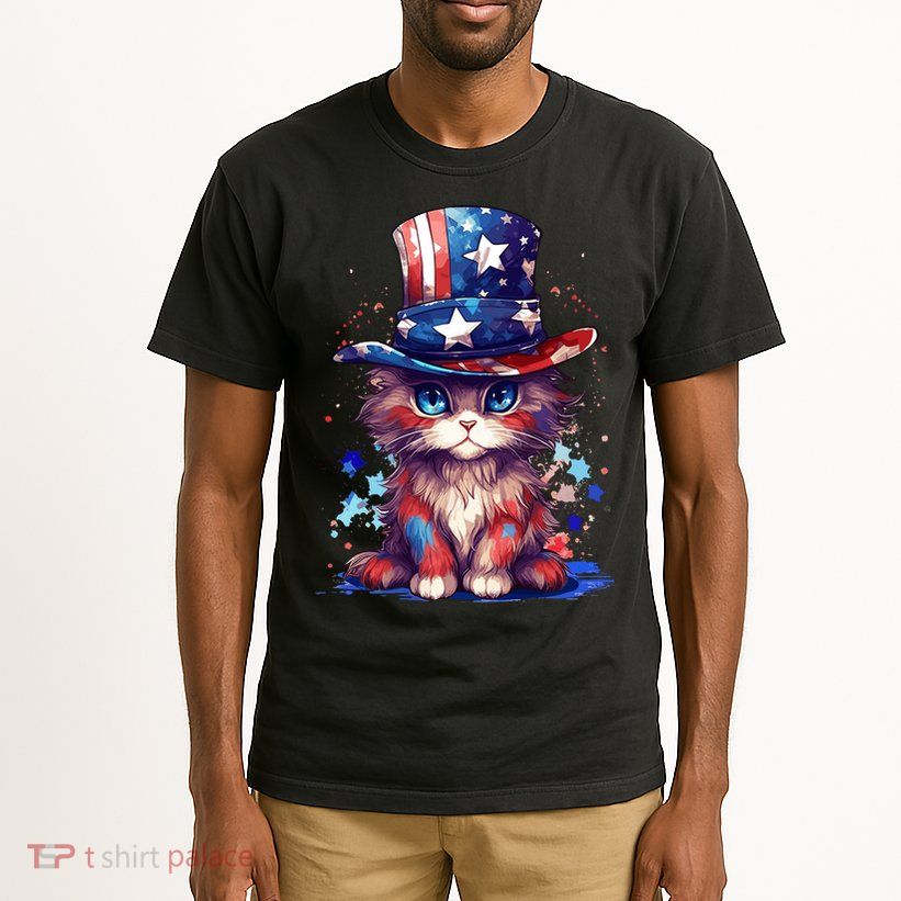 Cute Patriotic Red White And Blue Kitten Cat Tall T-Shirt