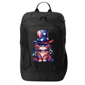 Cute Patriotic Red White And Blue Kitten Cat City Backpack