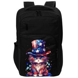 Cute Patriotic Red White And Blue Kitten Cat Impact Tech Backpack