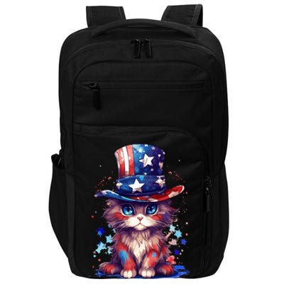 Cute Patriotic Red White And Blue Kitten Cat Impact Tech Backpack