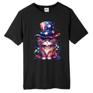 Cute Patriotic Red White And Blue Kitten Cat Tall Fusion ChromaSoft Performance T-Shirt