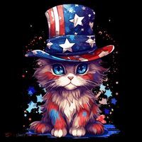 Cute Patriotic Red White And Blue Kitten Cat Flatbill Hat