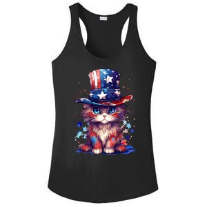 Cute Patriotic Red White And Blue Kitten Cat Ladies PosiCharge Competitor Racerback Tank