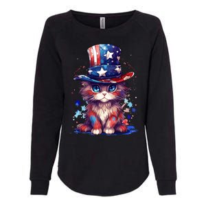 Cute Patriotic Red White And Blue Kitten Cat Womens California Wash Sweatshirt