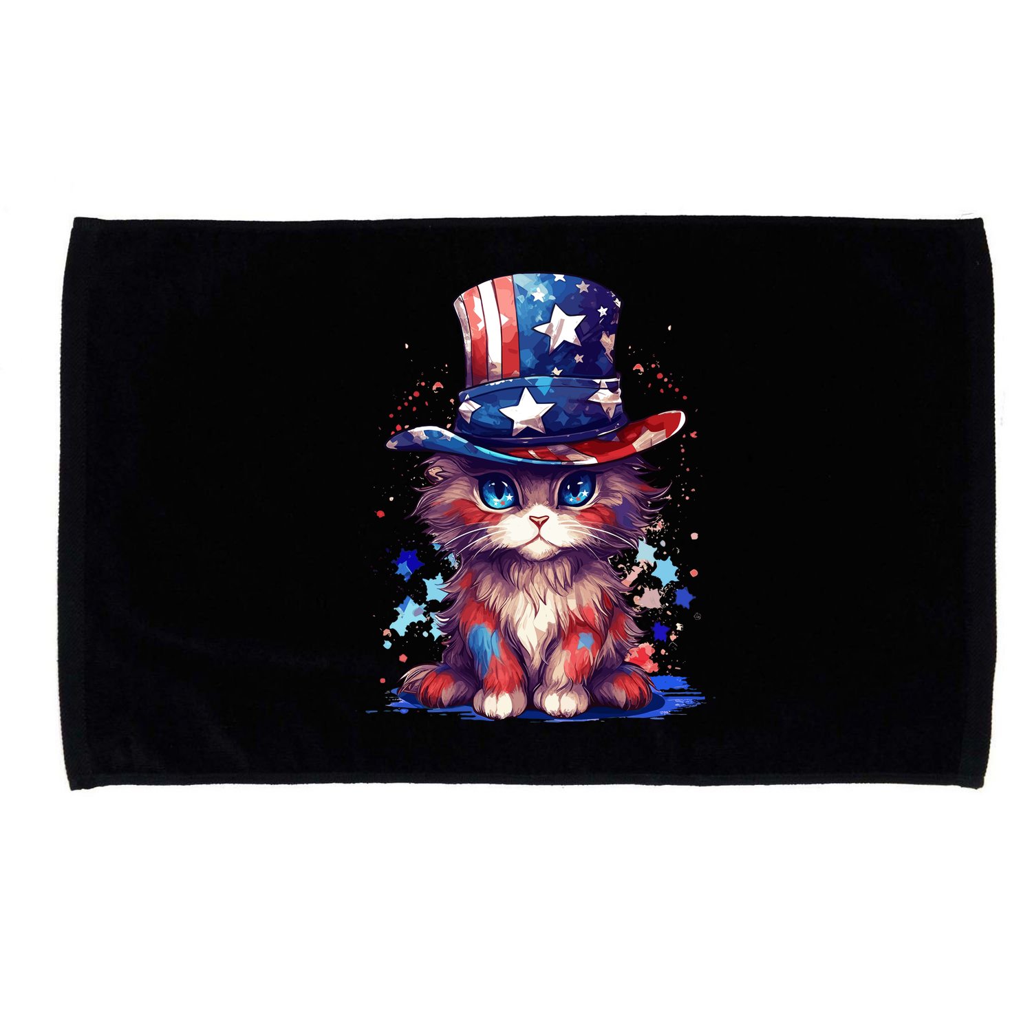 Cute Patriotic Red White And Blue Kitten Cat Microfiber Hand Towel
