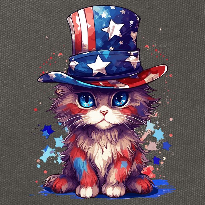Cute Patriotic Red White And Blue Kitten Cat Cotton Canvas Backpack