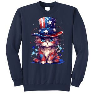 Cute Patriotic Red White And Blue Kitten Cat Sweatshirt