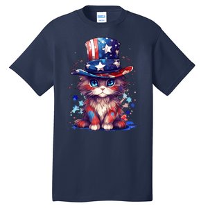 Cute Patriotic Red White And Blue Kitten Cat Tall T-Shirt