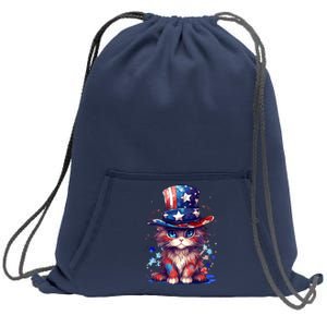 Cute Patriotic Red White And Blue Kitten Cat Sweatshirt Cinch Pack Bag