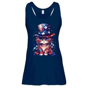 Cute Patriotic Red White And Blue Kitten Cat Ladies Essential Flowy Tank