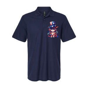 Cute Patriotic Red White And Blue Kitten Cat Softstyle Adult Sport Polo