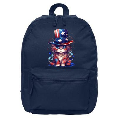 Cute Patriotic Red White And Blue Kitten Cat 16 in Basic Backpack