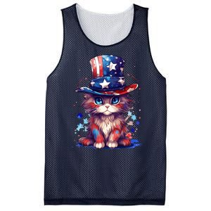 Cute Patriotic Red White And Blue Kitten Cat Mesh Reversible Basketball Jersey Tank