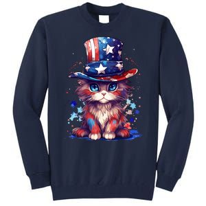 Cute Patriotic Red White And Blue Kitten Cat Tall Sweatshirt