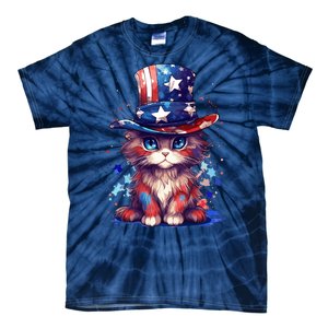 Cute Patriotic Red White And Blue Kitten Cat Tie-Dye T-Shirt