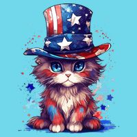 Cute Patriotic Red White And Blue Kitten Cat Poster