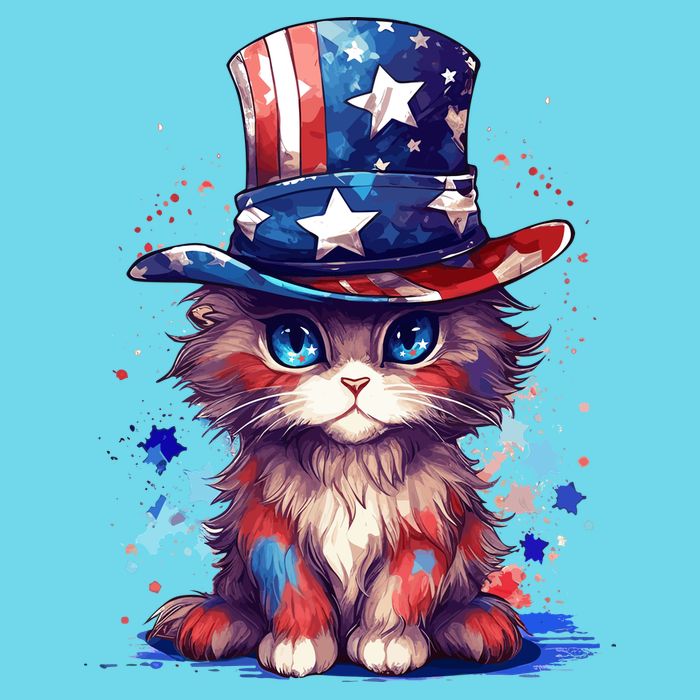 Cute Patriotic Red White And Blue Kitten Cat Poster