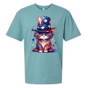 Cute Patriotic Red White And Blue Kitten Cat Sueded Cloud Jersey T-Shirt