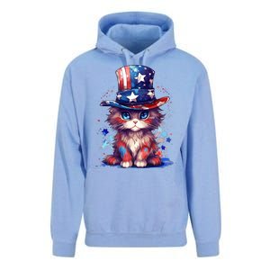 Cute Patriotic Red White And Blue Kitten Cat Unisex Surf Hoodie