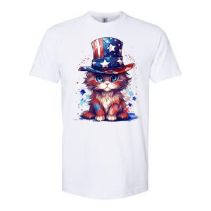 Cute Patriotic Red White And Blue Kitten Cat Softstyle CVC T-Shirt