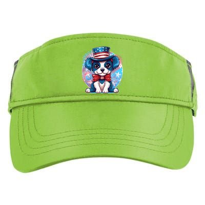 Cute Patriotic Red White And Blue Puppy Dog Adult Drive Performance Visor