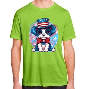 Cute Patriotic Red White And Blue Puppy Dog Adult ChromaSoft Performance T-Shirt