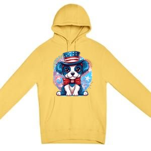 Cute Patriotic Red White And Blue Puppy Dog Premium Pullover Hoodie