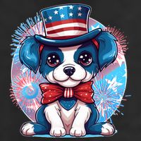 Cute Patriotic Red White And Blue Puppy Dog 7 Panel Mesh Trucker Snapback Hat
