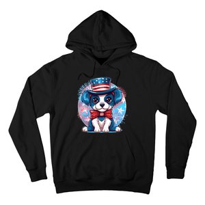 Cute Patriotic Red White And Blue Puppy Dog Hoodie