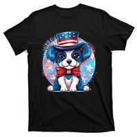 Cute Patriotic Red White And Blue Puppy Dog T-Shirt