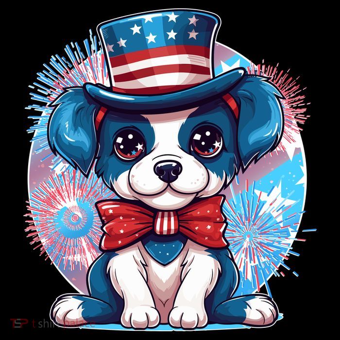 Cute Patriotic Red White And Blue Puppy Dog Tall T-Shirt