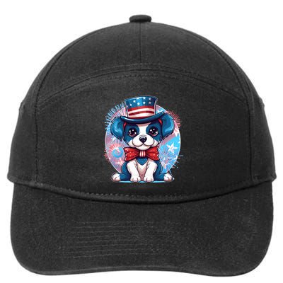 Cute Patriotic Red White And Blue Puppy Dog 7-Panel Snapback Hat