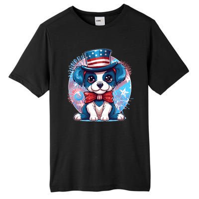 Cute Patriotic Red White And Blue Puppy Dog Tall Fusion ChromaSoft Performance T-Shirt