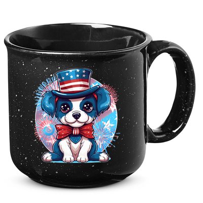 Cute Patriotic Red White And Blue Puppy Dog 15oz Campfire Ceramic Mug
