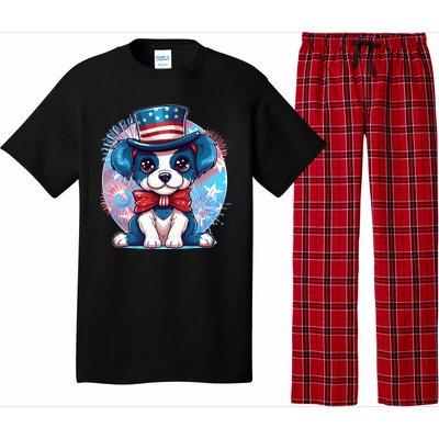 Cute Patriotic Red White And Blue Puppy Dog Pajama Set