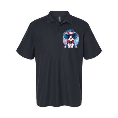 Cute Patriotic Red White And Blue Puppy Dog Softstyle Adult Sport Polo