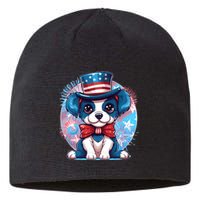 Cute Patriotic Red White And Blue Puppy Dog Sustainable Beanie