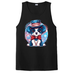 Cute Patriotic Red White And Blue Puppy Dog PosiCharge Competitor Tank