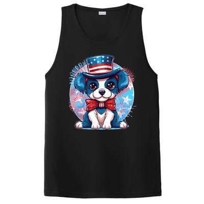 Cute Patriotic Red White And Blue Puppy Dog PosiCharge Competitor Tank