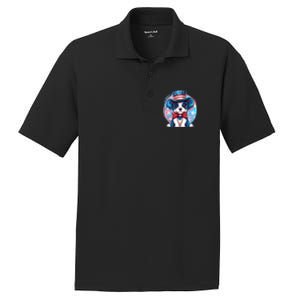 Cute Patriotic Red White And Blue Puppy Dog PosiCharge RacerMesh Polo