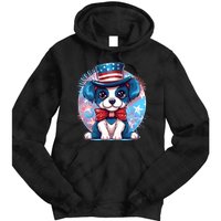 Cute Patriotic Red White And Blue Puppy Dog Tie Dye Hoodie