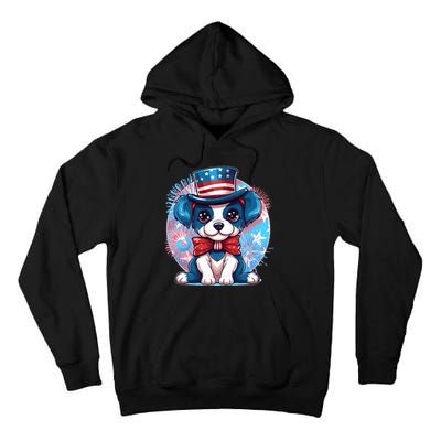 Cute Patriotic Red White And Blue Puppy Dog Tall Hoodie