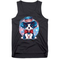 Cute Patriotic Red White And Blue Puppy Dog Tank Top