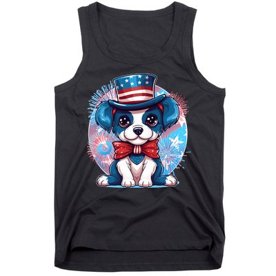 Cute Patriotic Red White And Blue Puppy Dog Tank Top