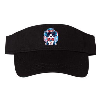 Cute Patriotic Red White And Blue Puppy Dog Valucap Bio-Washed Visor