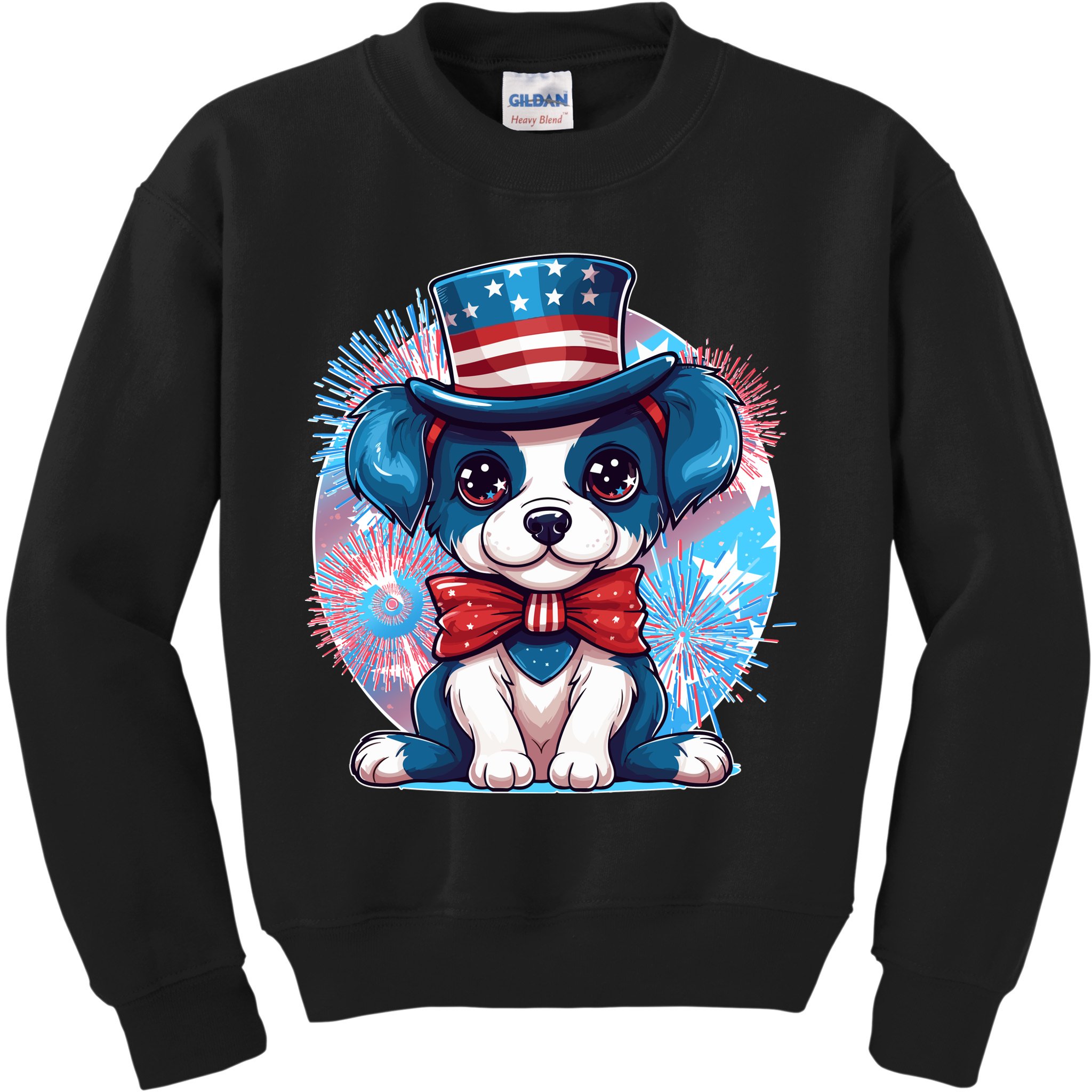 Cute Patriotic Red White And Blue Puppy Dog Kids Sweatshirt