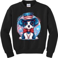 Cute Patriotic Red White And Blue Puppy Dog Kids Sweatshirt