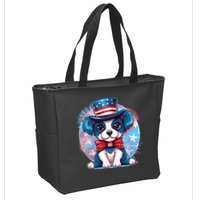 Cute Patriotic Red White And Blue Puppy Dog Zip Tote Bag
