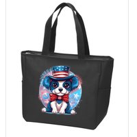 Cute Patriotic Red White And Blue Puppy Dog Zip Tote Bag